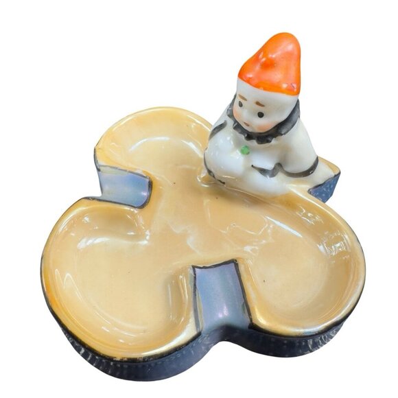 VINTAGE JAPAN CLOWN PIXIE LUSTERWARE ASHTRAY PLAYING CARD CLUB TRINKET DISH - Picture 2 of 13